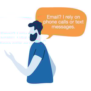 No email. Text or phone calls.